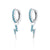 Turquoise Lightning Bolt Charm Hoop Earrings - Silver - SPS-133-29981