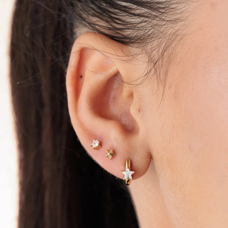 Sparkling Star Flat Back Earring (Single) - Gold - SPG-4a