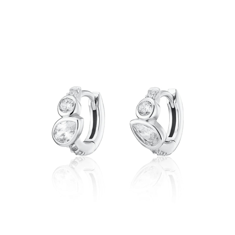 Hannah Martin Toi Et Moi Huggie Earrings - Silver - SPS-HM-35