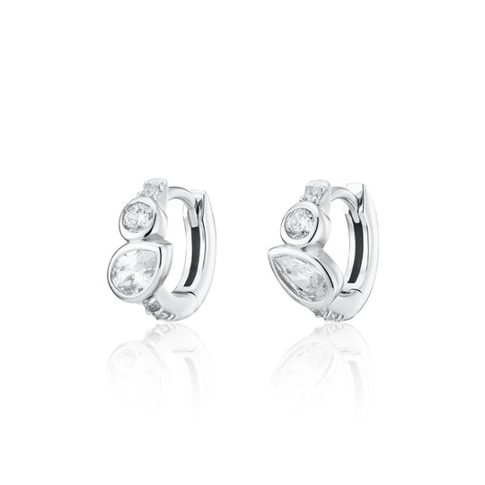 Hannah Martin Toi Et Moi Huggie Earrings - Silver - SPS-HM-35
