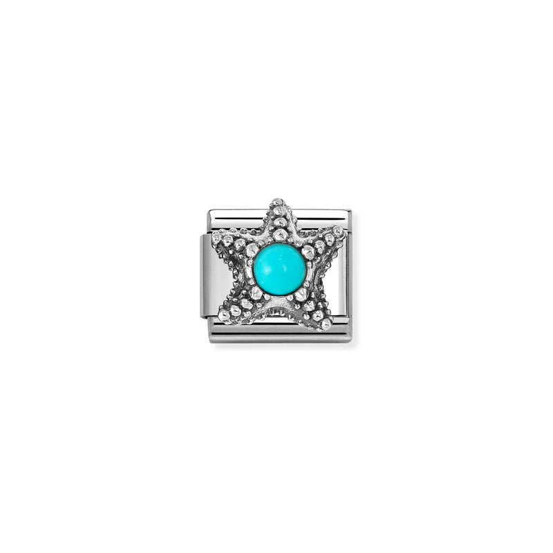 Composable Classic Turquoise Starfish Link - Silver - 330511/06