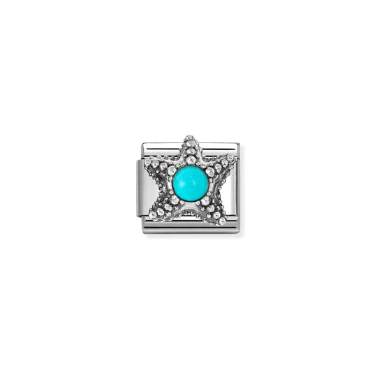 Composable Classic Turquoise Starfish Link - Silver - 330511/06