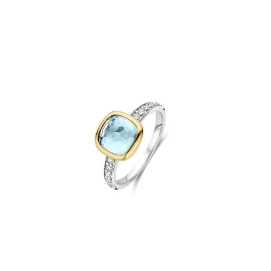 Zirconia Cushion Ring - Gold/Silver - 12414TY
