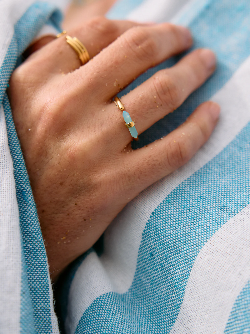 Tranquility Amazonite T-Bar Adjustable Ring - Gold - RSR02GP