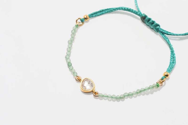 Janzia Organic Beaded Bracelet, Aventurine - Gold - BDBRC-300-279