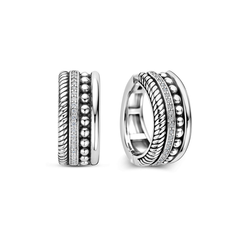 Structure Hoop Earrings - Silver - 78059ZI