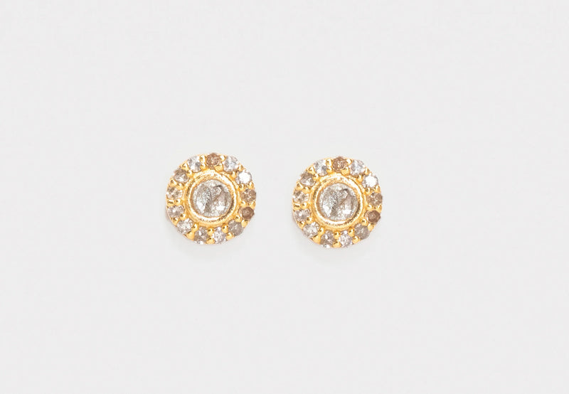 Dagny Round Stud Earrings - Gold - JNM-200-042