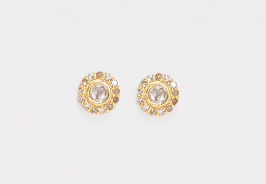 Dagny Round Stud Earrings - Gold - JNM-200-042