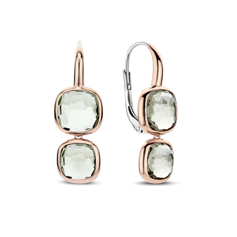 Double Cushion Drop Earrings - Rose Gold - 78055GR