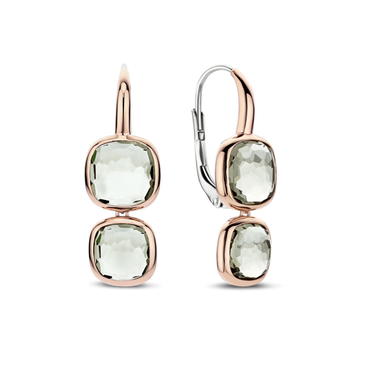 Double Cushion Drop Earrings - Rose Gold - 78055GR