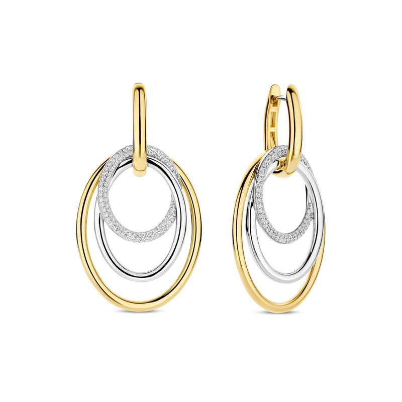 Layered Structure Hoops - Gold/Silver - 78067ZY