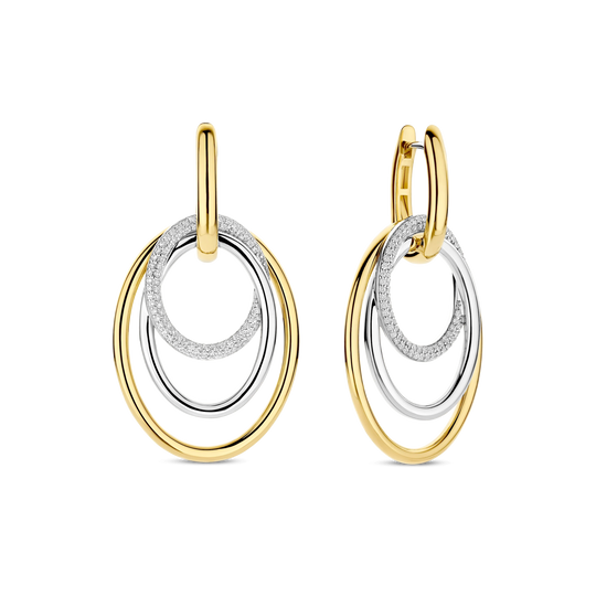 Layered Structure Hoops - Gold/Silver - 78067ZY