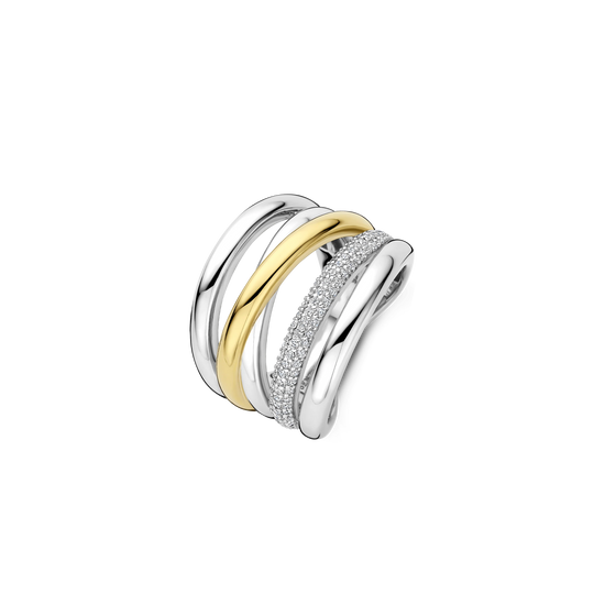 Zirconia Structure Ring (L Model) - Silver/Gold - 12421ZY