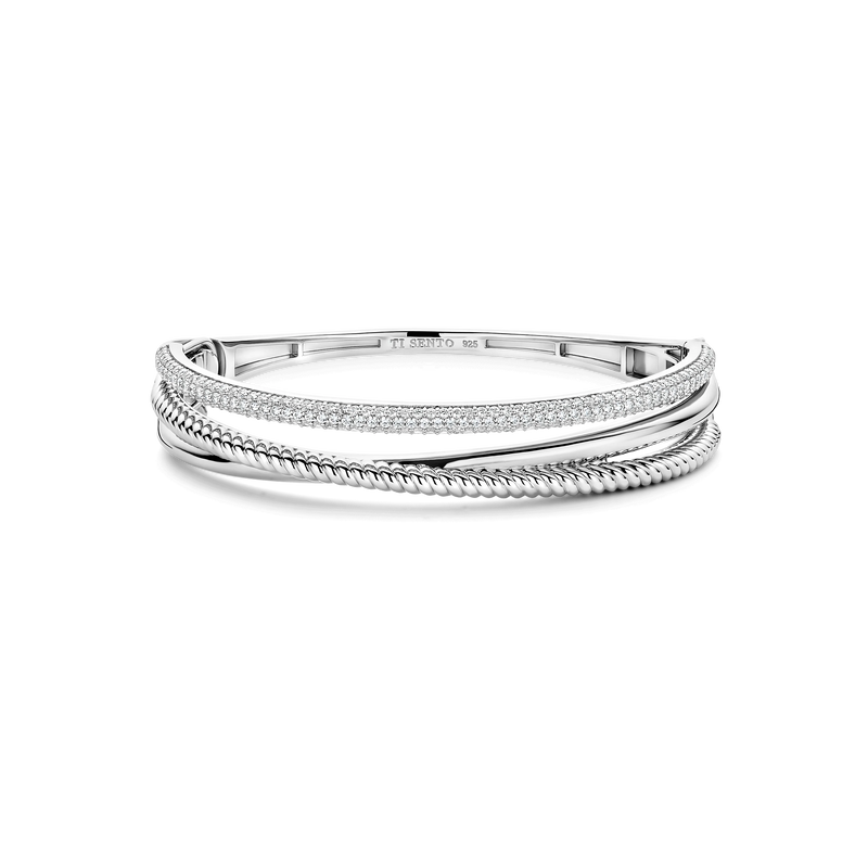 Zirconia Structure Bangle - Silver - 23094ZI