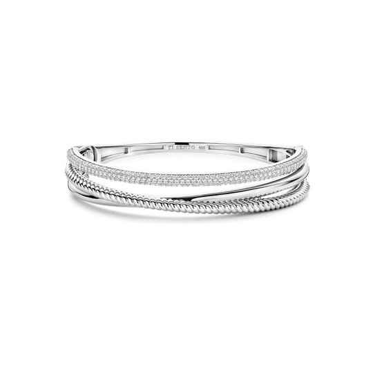 Zirconia Structure Bangle - Silver - 23094ZI