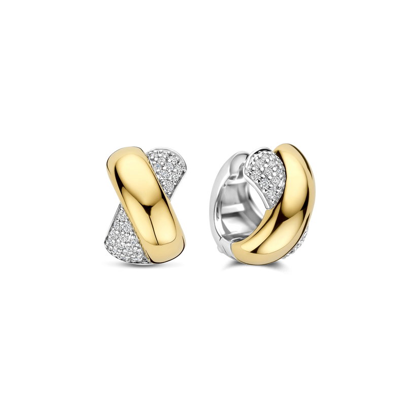 Bold Crossover Hoop Earrings - Gold/Silver - 78047ZY