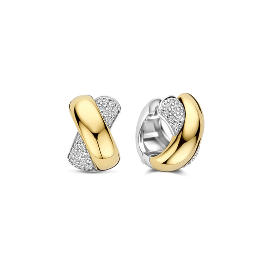 Bold Crossover Hoop Earrings - Gold/Silver - 78047ZY