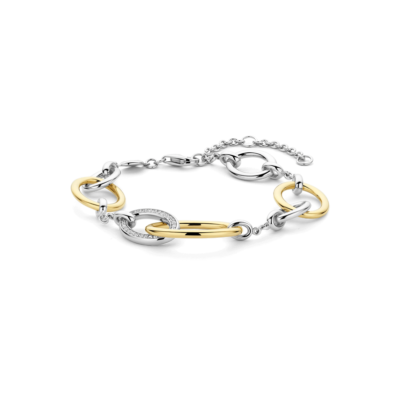 Connected Circle Bracelet - Silver/Gold - 23096ZY