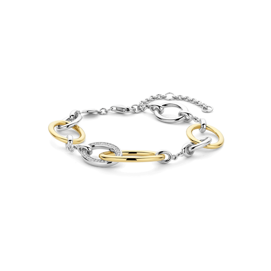 Connected Circle Bracelet - Silver/Gold - 23096ZY