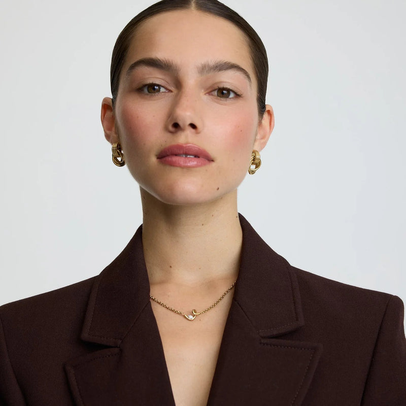 Knot Statement Stud Earrings - Gold - NAE-14