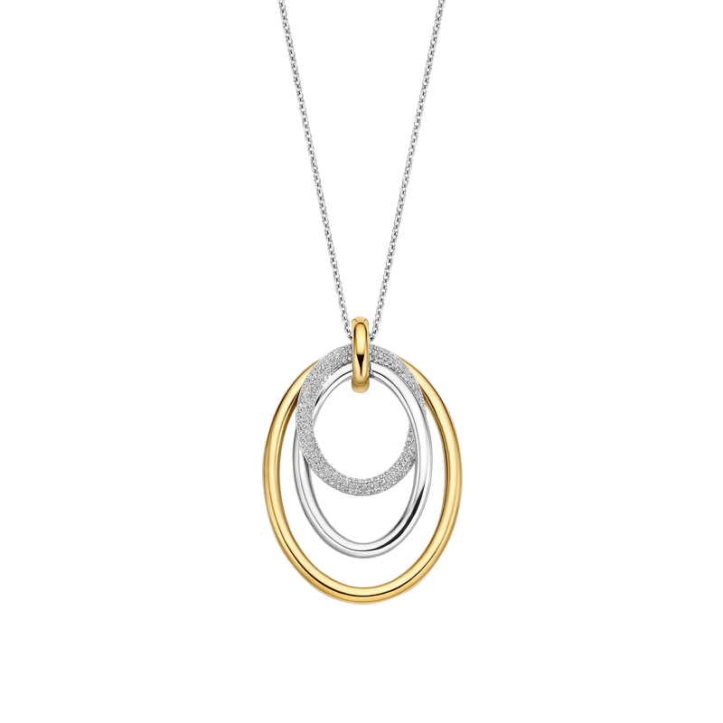 Layered Structure Necklace - Gold/Silver - 34127ZY/40