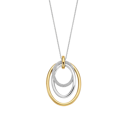Layered Structure Necklace - Gold/Silver - 34127ZY/40