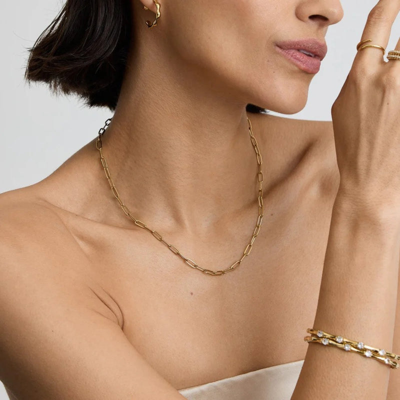 Paperclip Necklace - Gold - GN-010