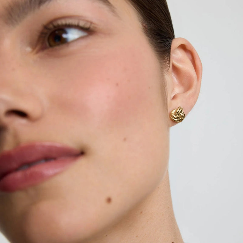 Knot Stud Earrings - Gold - YBE-14