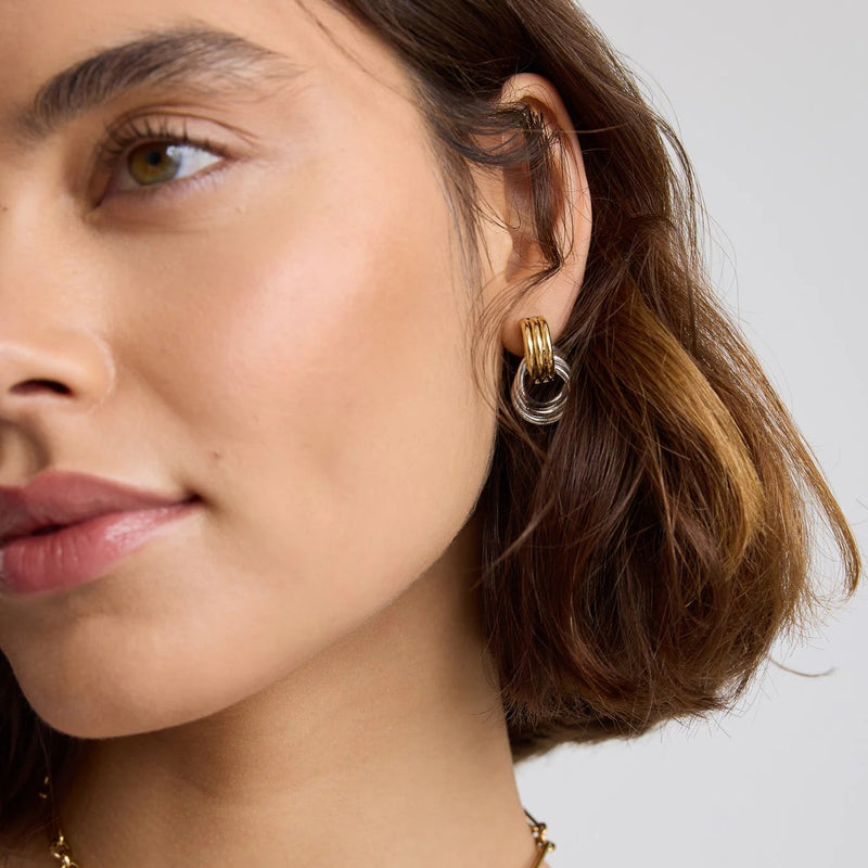 Knot Statement Stud Earrings - Gold - NAE-22