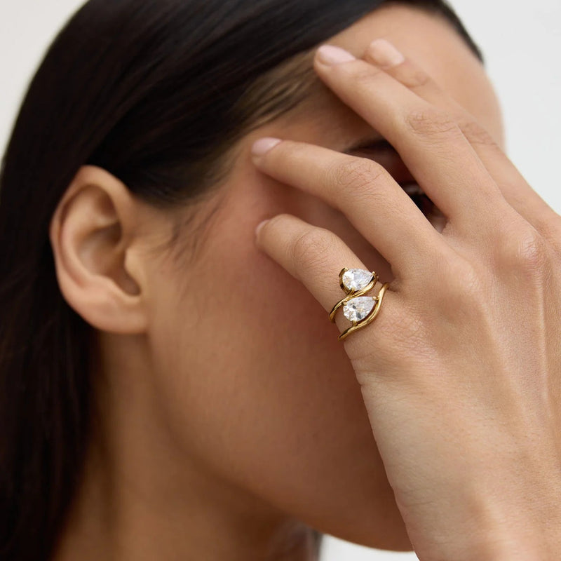 Pear Promise Ring - Gold - SDR-14