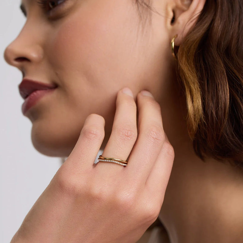 Pavé Curve Stacking Ring - Gold - SDR-06