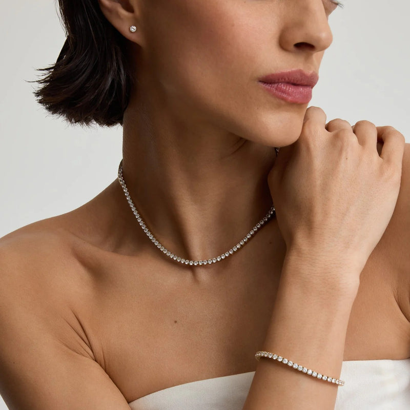 Luxe Tennis Necklace - Gold - SKN-36