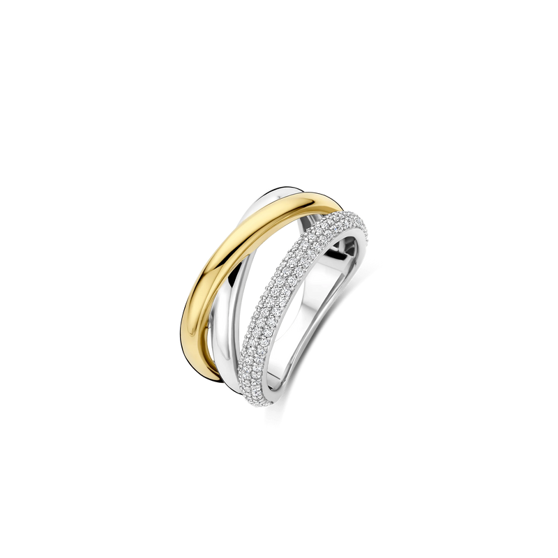 Zirconia Structure Ring, M Model - Gold/Silver - 12422ZY