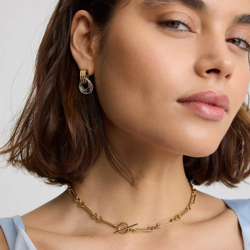 Knot Statement Stud Earrings - Gold - NAE-22