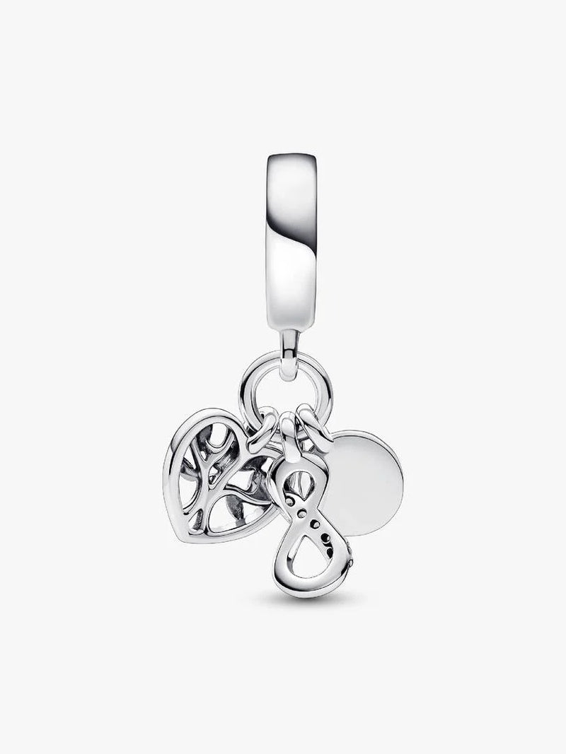 Family Infinity Triple Dangle Charm - Sterling Silver
