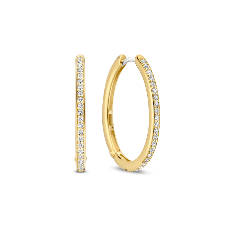 Tennis Large Hoop Earrings, 25mm - Gold - 7789ZY