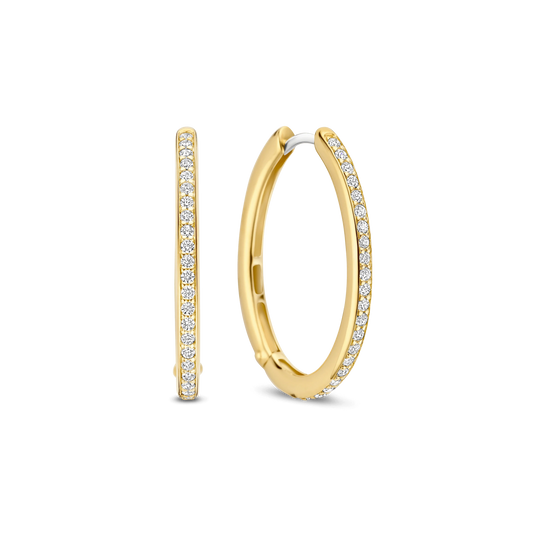 Tennis Large Hoop Earrings, 25mm - Gold - 7789ZY