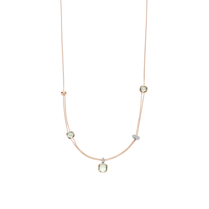 Layered Cushion Necklace - Rose Gold - 34122GR/50