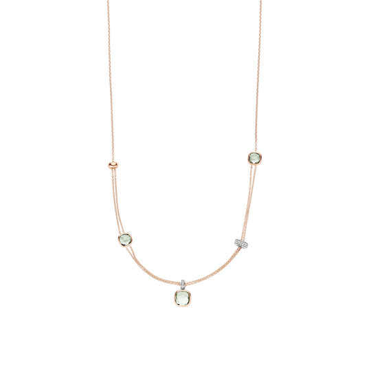 Layered Cushion Necklace - Rose Gold - 34122GR/50