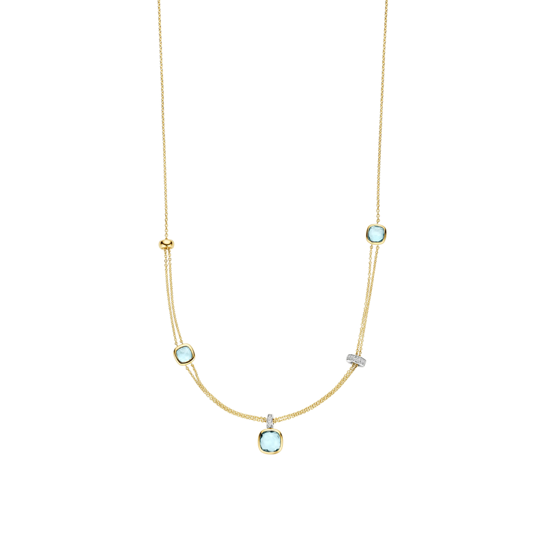 Layered Cushion Necklace - Gold - 34122TY/50