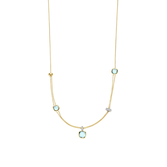 Layered Cushion Necklace - Gold - 34122TY/50