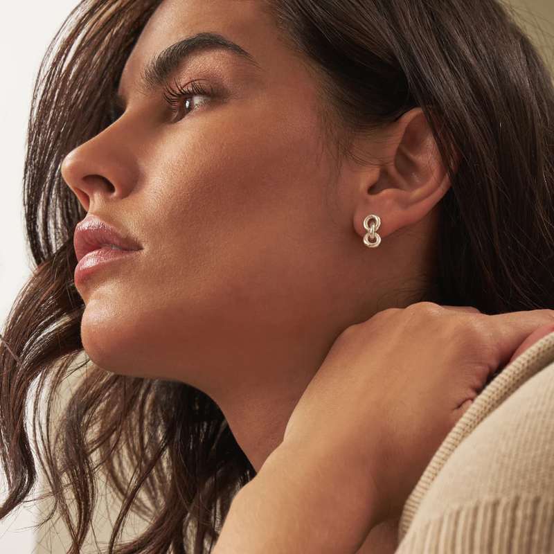 Anchor Chain 3 Link Earrings - Gold - CC-G-ER-7-S1