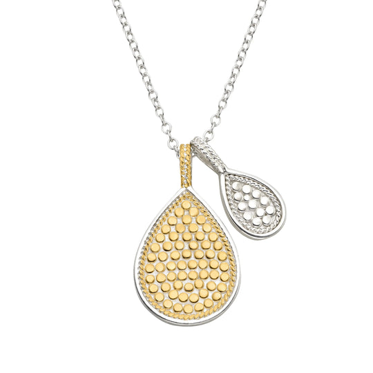 Divided Teardrop Necklace - Gold/Silver - 2458NGR-TWT