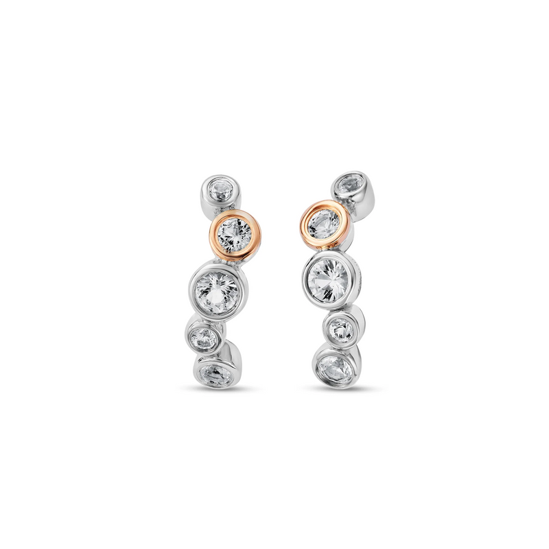 Celebration Curved Stud Earrings - Silver - 3SCEL931