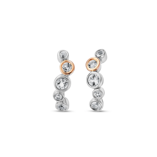 Celebration Curved Stud Earrings - Silver - 3SCEL931