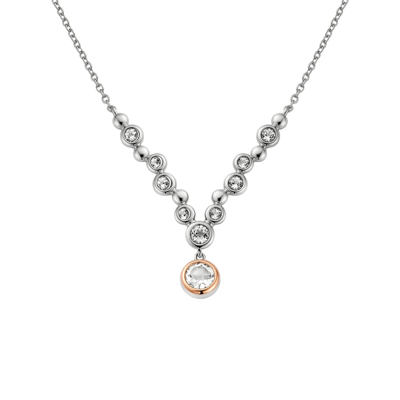 Celebration Drop Topaz Necklace - Silver/Rose - 3SCEL970