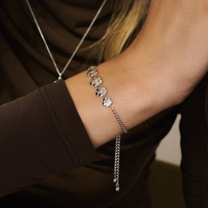 Nature's Wonder Forget-Me-Not Adjustable Bracelet - Silver - 3SFMN904