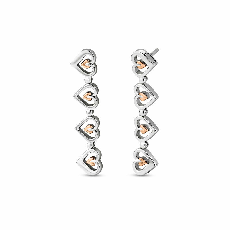 Tree of Life Heart Drop-Stud Earrings - Silver - 3SHEA884