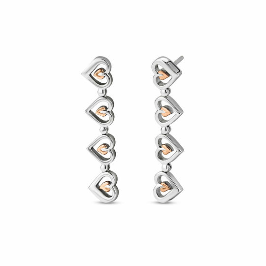 Tree of Life Heart Drop-Stud Earrings - Silver - 3SHEA884