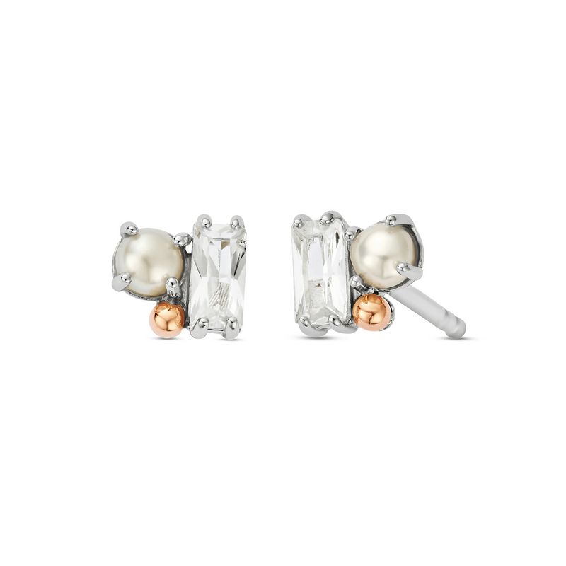 Nature's Wonder Beachcomber Cluster Stud Earrings - Silver - 3SNWO936